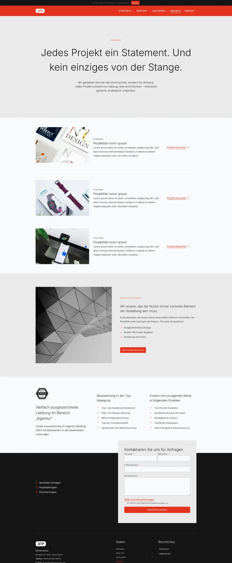 Sehr gute Projekte Beispiel Webseite für Agentur und Architektur