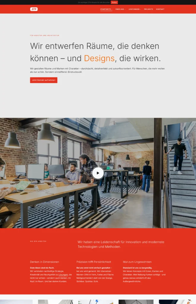 Sehr gute Webseiten Beispiel für Agentur und Architektur