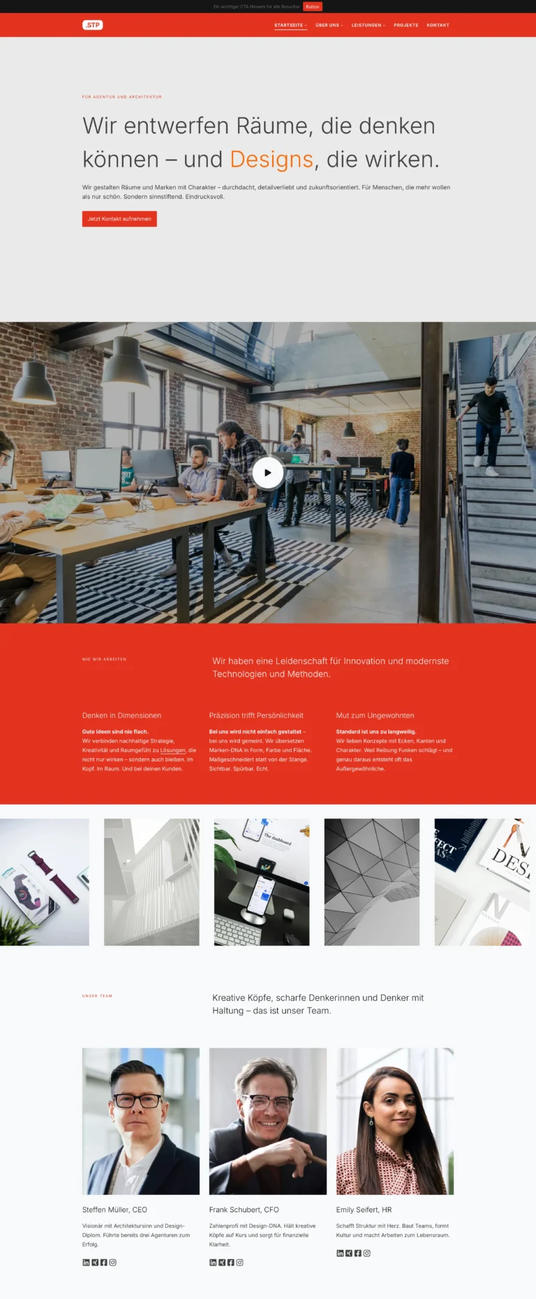 Sehr gute Beispiel Webseite für Agentur und Architektur