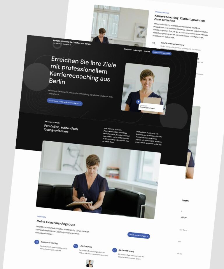 Sehr gute Webseiten Beispiel für Coaches und Berater