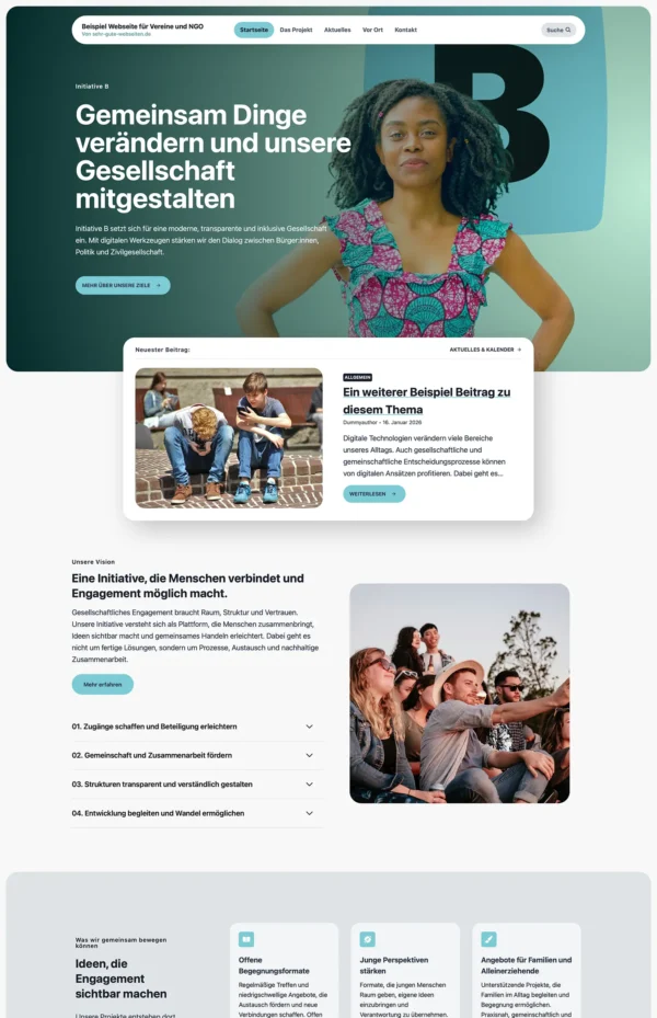 Sehr gute Webseiten Beispiel für vereine und NGO