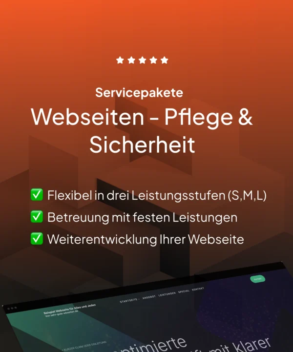Sehr gute Pflegeservice Pakete für sehr gute Webseiten
