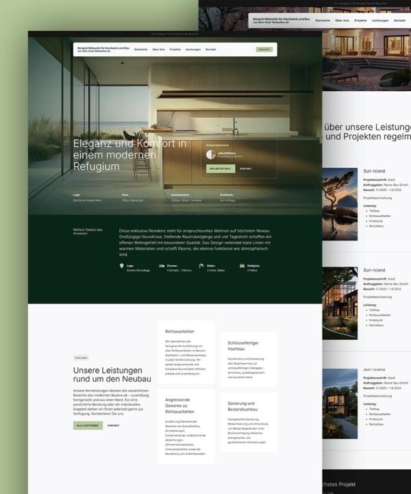 Sehr gute Webseiten Beispiel für Bau und Bauhandwerk