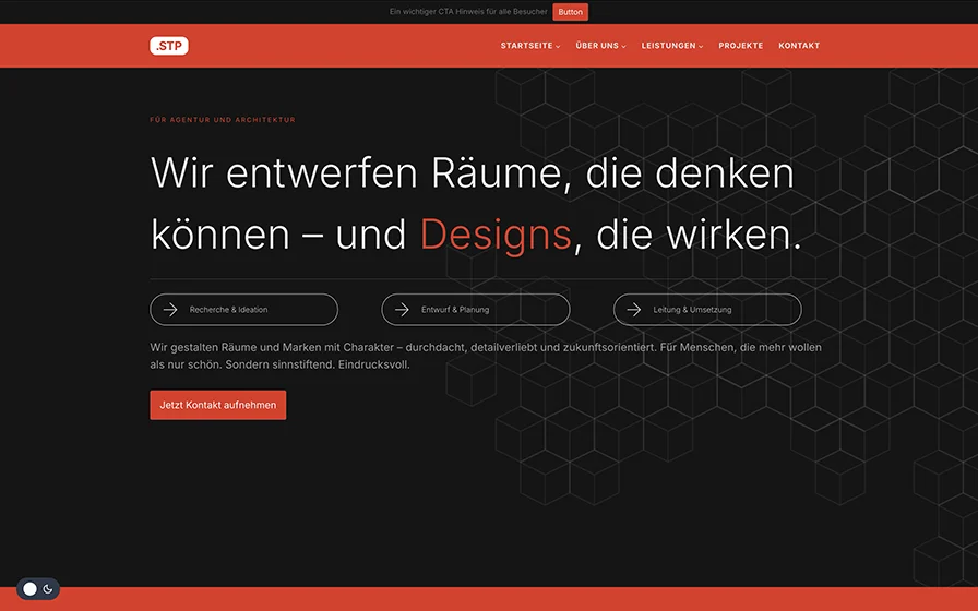 Sehr gute Webseiten Beispiel für Architektur und Design