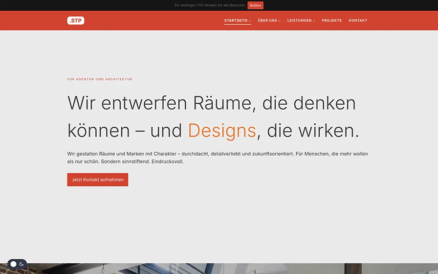 Sehr gute Webseiten Beispiel für Design Agentur