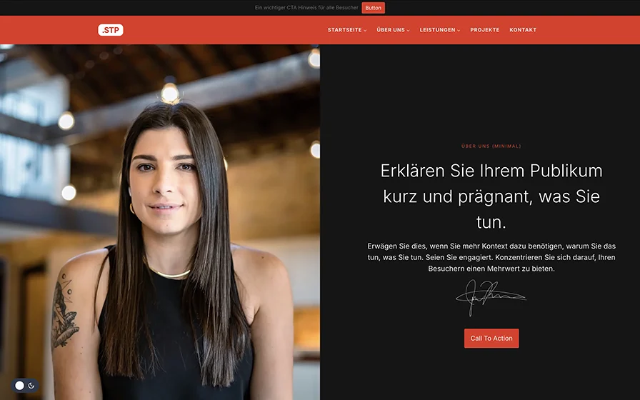 Sehr gute Webseiten Beispiel für minimale Homepage